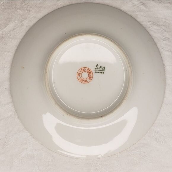 Antique Limoges gold Chintz porcelain cup saucer - Picture 4 of 9